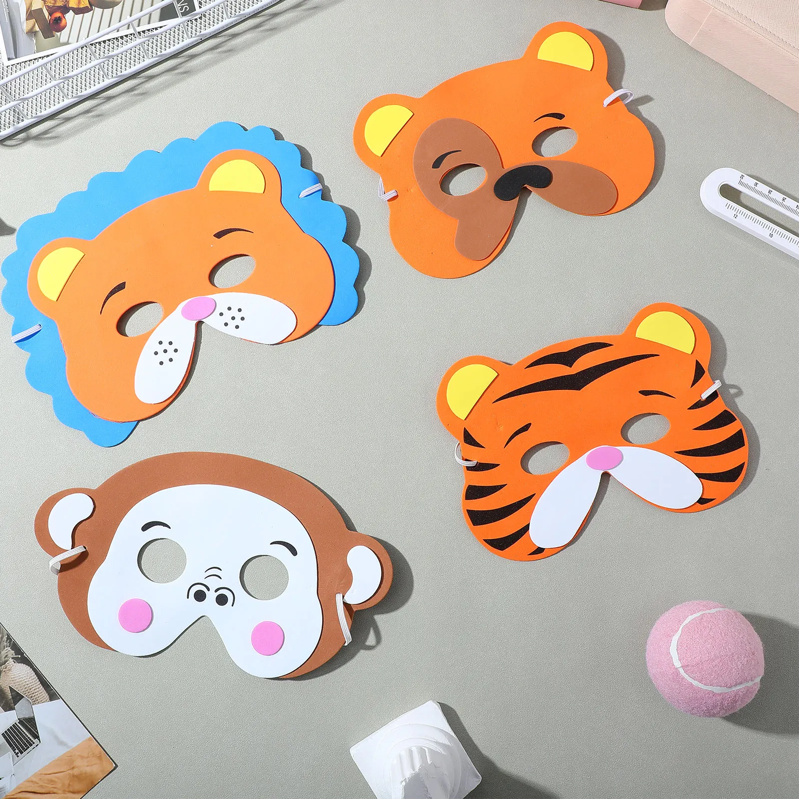 

12pcs Children Animal Mask Kids Face Party Carnival Costume Cartoon Masquerade Ball Masks Fun Theme Accessories Soft