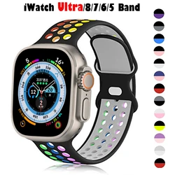 Correa deportiva para Apple Watch Ultra de 49mm, Serie 9/8/7, 41mm, 45mm, 38 MM, 42mm, pulsera de muñeca transpirable para iWatch 6 SE 5 4 3, banda de 44mm y 40mm