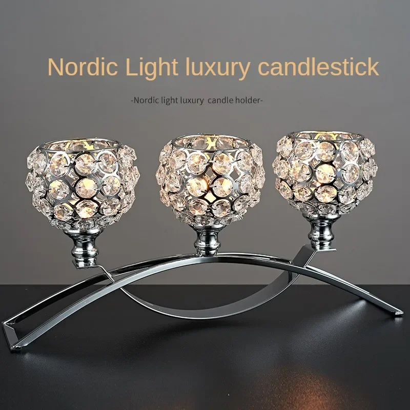 New Light Luxury Crystal Candle Cup Home Decoration Wedding Celebration Candle Decoration INS Style Party Dinner Candle Cup