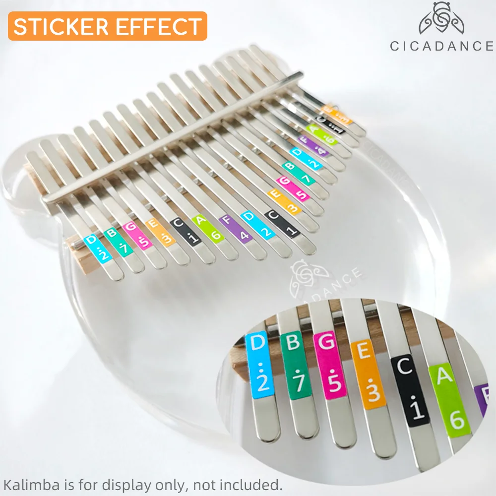 17 Key Kalimba Note Stickers Scale Sticker Thumb Piano Key Tabs For Beginner Training Musical Instrument Accessories