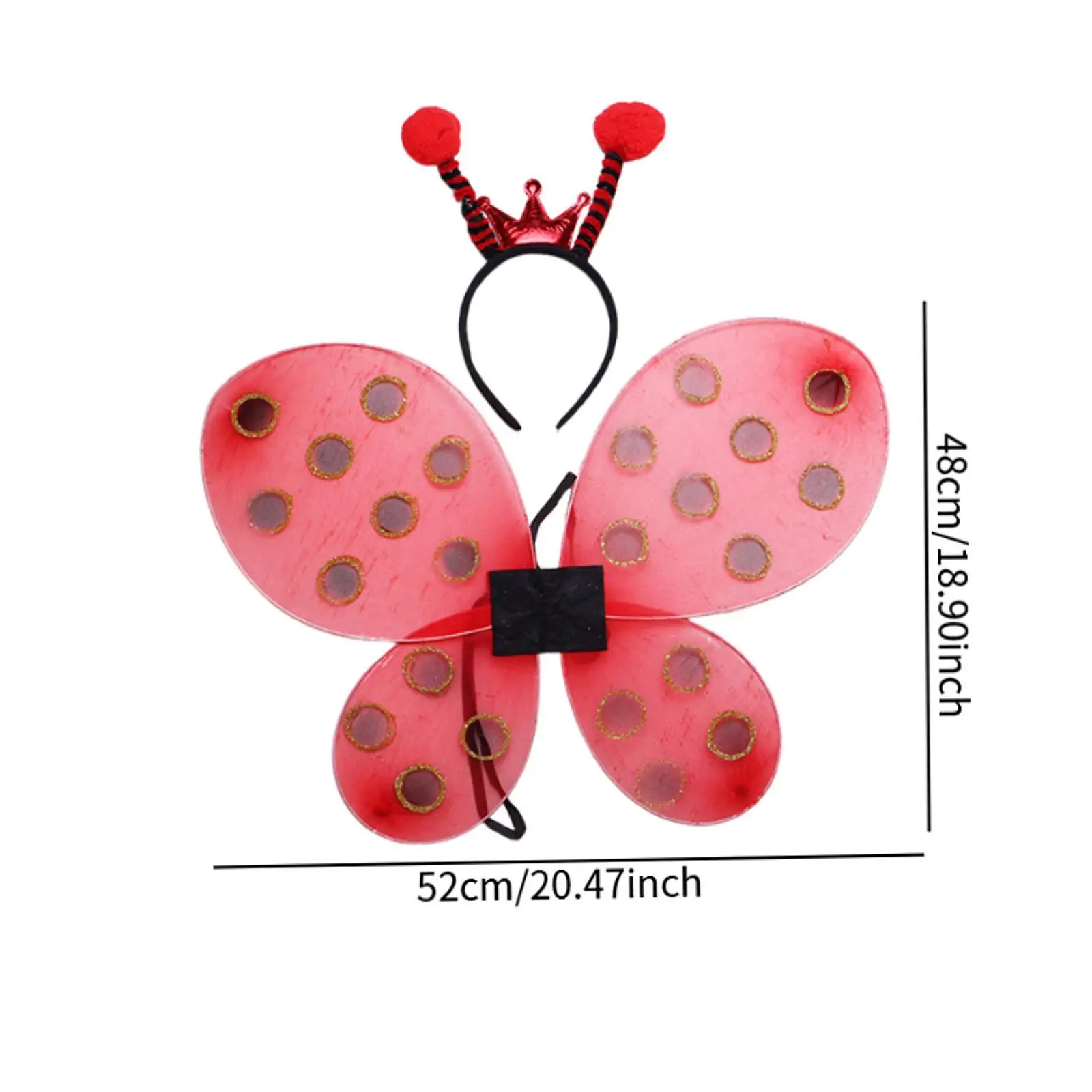 Ladybug Wing Animal Cosplay Headband Set for Children Girls Halloween Carnival Role Play Costume