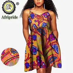 Vestidos con estampado africano para mujer, sin hombros, sin mangas, cuello en V, Sexy, talla grande, traje Ankara de algodón puro S2125052