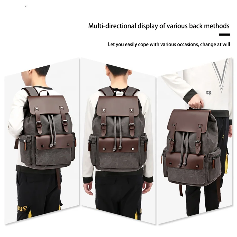 New Vintage Canvas Backpack School Bag For teenager Men\'s Travel Bags Large Capacity Backpack Laptop Backpack Bag High Quality