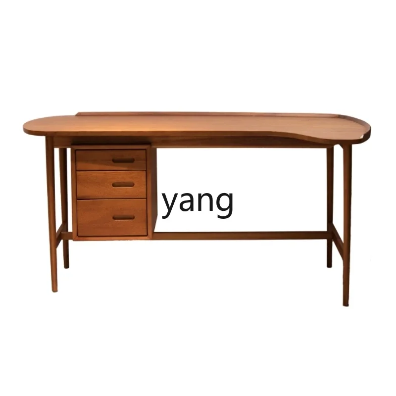 

RQ retro style solid wood designer teak desk home computer desk with drawers