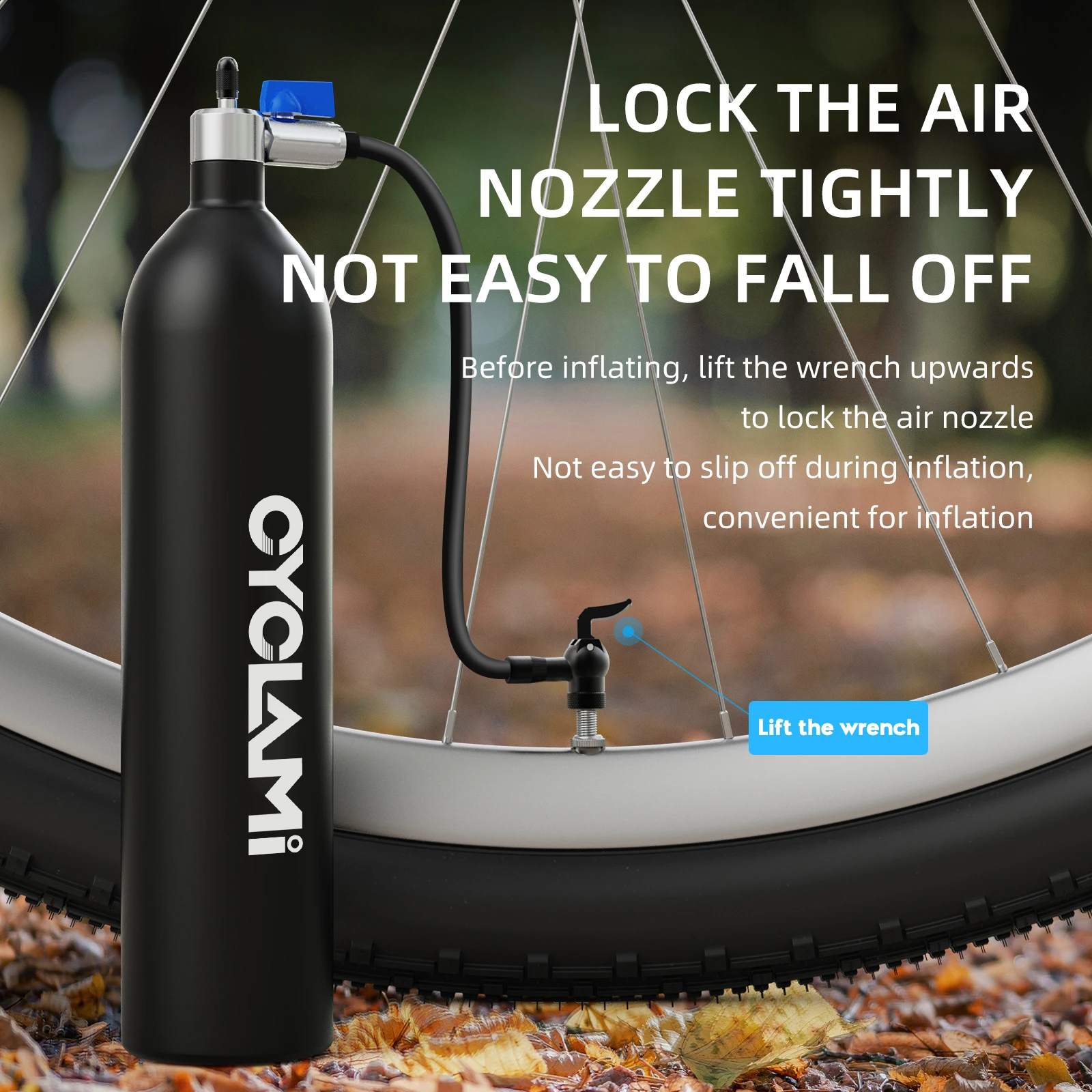 CYCLAMI Tubeless Tire Inflation Tank 1.3L Mountain Road Bike Inflator Tyre Air Bottle Tire Booster Vacuum Tire Tank Cylinder image 5