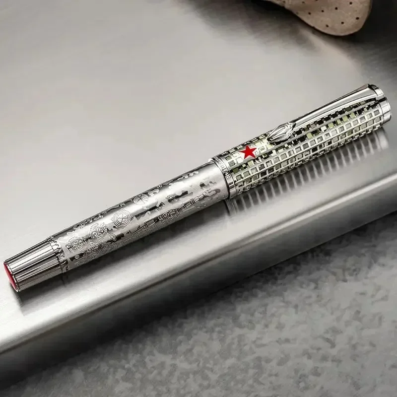 

New New Limited Edition Hongdian WA351 Aerospace Co-branded Brass Fountain Pen Blade EF/F 0.38/0.5mm Nib Ink Pen Luxury Writing