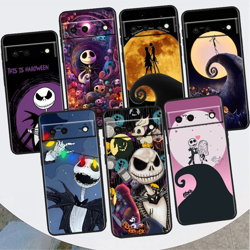 

Skull Jack Dark Parody Cartoon For Google Pixel 9 8 7A 7 6A 6 5A 5 4 4A XL 5G Black Silicon Shockproof Shell TPU Phone Case