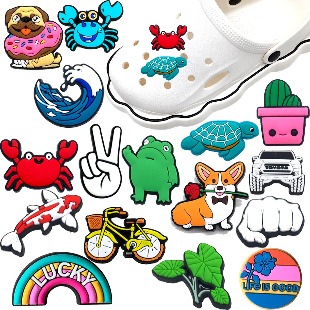 1Pcs Shoe Charms Crab Dog Sea Turtle PVC Sandals Buckle Decoration PVC Shoe Accessories Charms Wristbands Kids Gifts