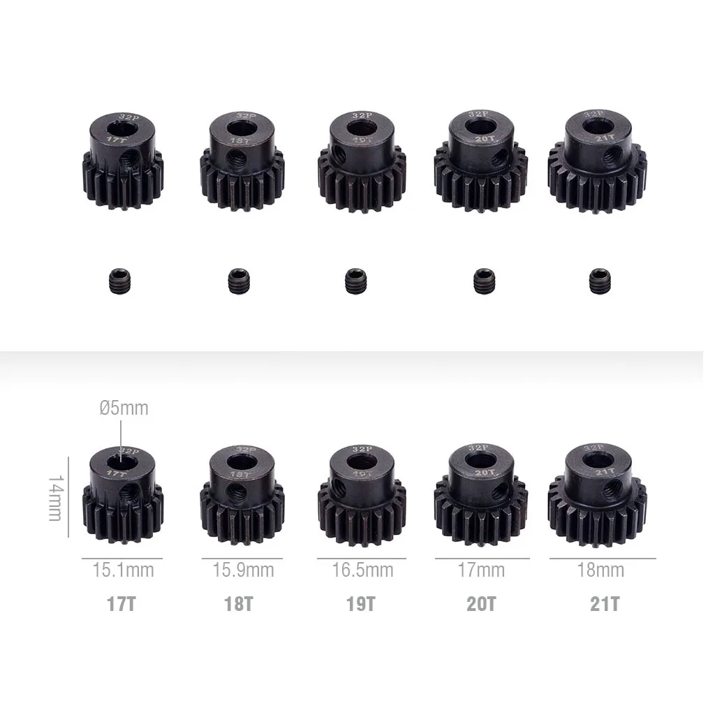 Surpass Hobby 32DP 5mm Metalowe Koło Zębate Silnika 13T 14T 15T 16T 17T 18T 19T 20T 21T do Samochodów RC 1/8 1/10 Wltoys WPL Traxxas Tamiya