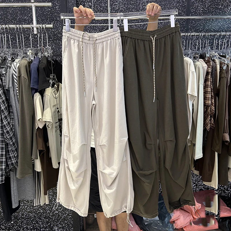

Casual Sle Women's Loose Fit Trousers High Waist Dstring Cargo Pants Faionable Autumn Long Pants Wide Leg Pants
