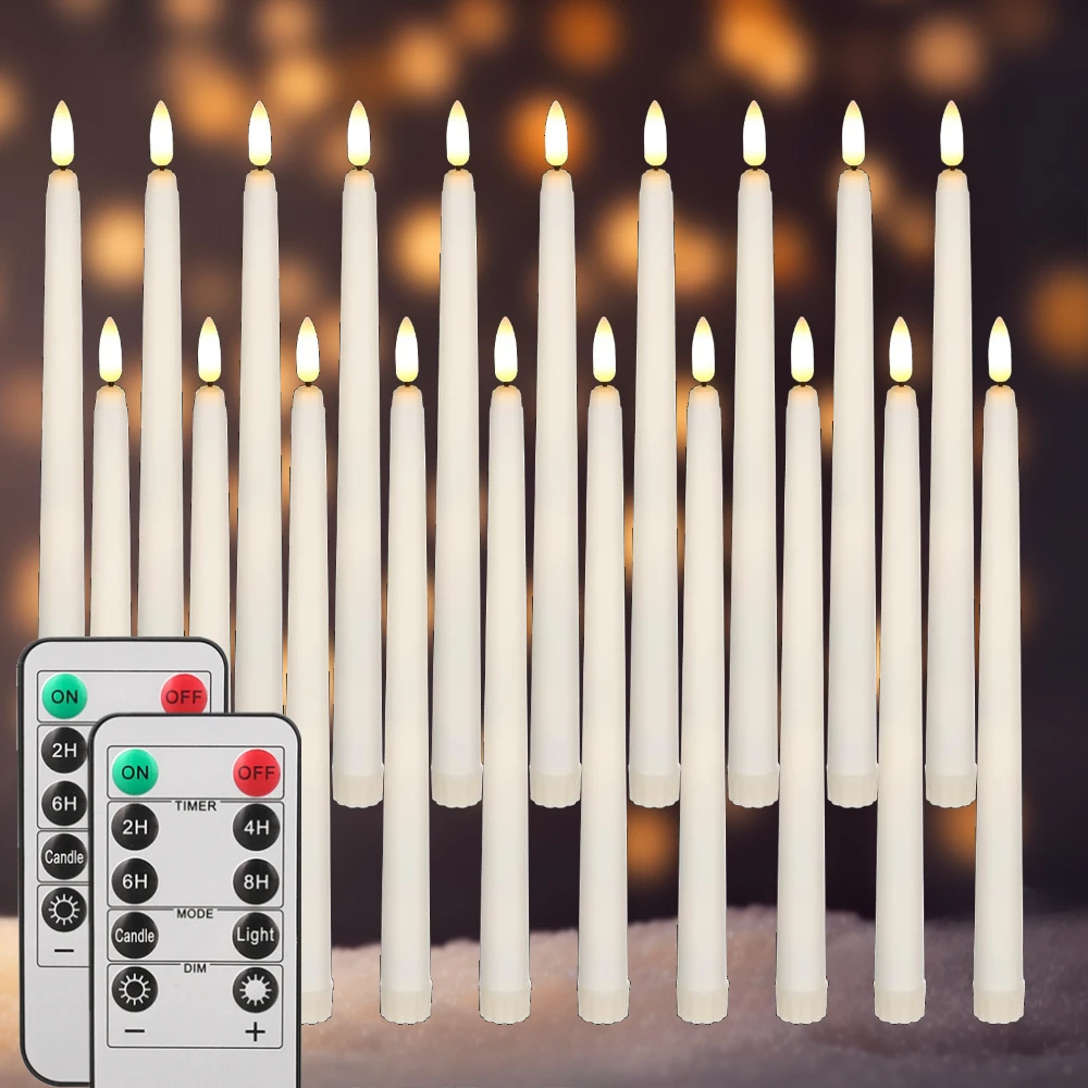 Flammenlose LED-Kerzen, 12/24 Stück, flackernd, mit Fernbedienung, 27,9 cm, batteriebetrieben, elfenbeinfarben, Kerzenständer, Weihnachten, Zuhause, Hochzeit, Dekoration