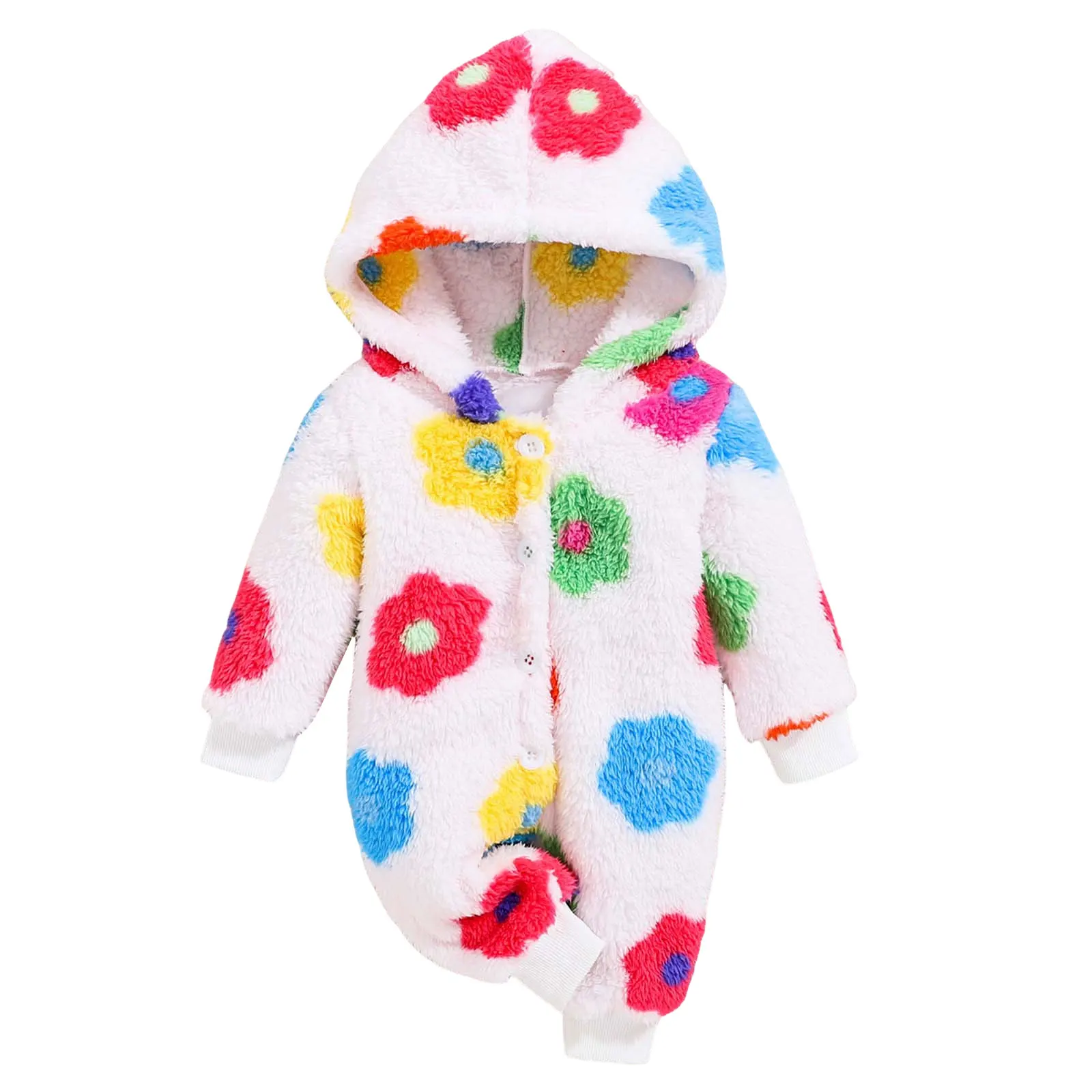 

6 Month Baby Girl Clothes Newborn Fall And Winter Cute Floral Prints Long Sleeved Hooded Jumpsuit Baby Baby Long Sleeve Outfit