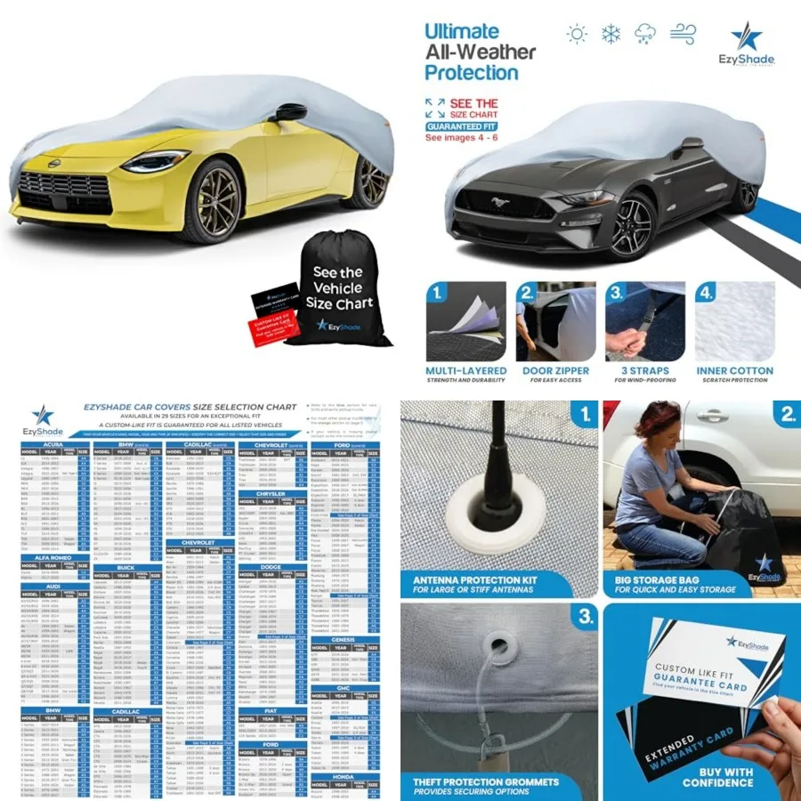 10-Layer Waterproof Sports Car Cover. See Vehicle Size-Chart for Accurate Fit. All Weather Full Outdoor Covers. Miata Porsche S