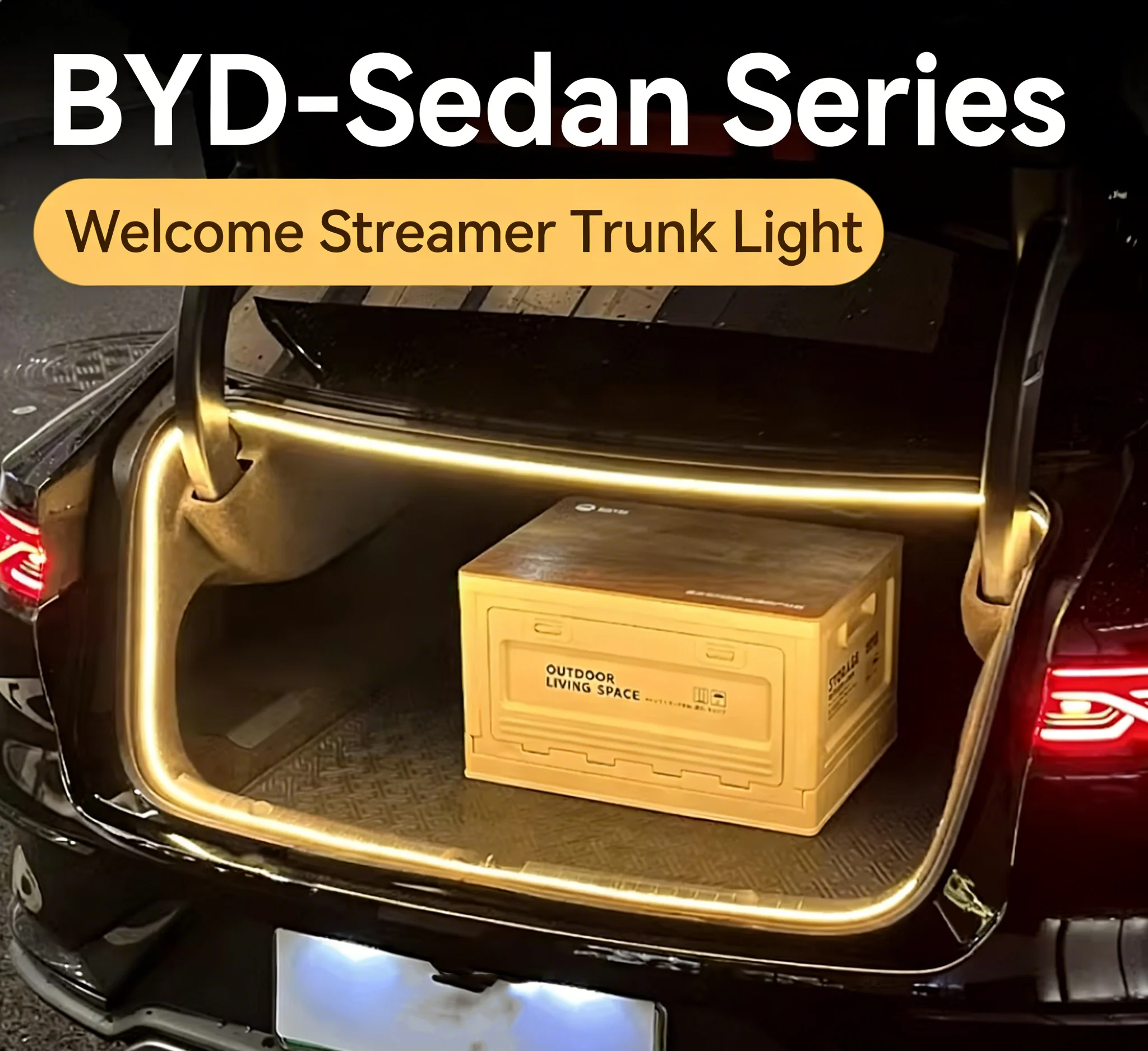 

For BYD HAN DM-i QIN L SEAL 06 DM-i Rear Trunk LED Light Bar White Warm White Car Trunk Modified Atmosphere Lamp
