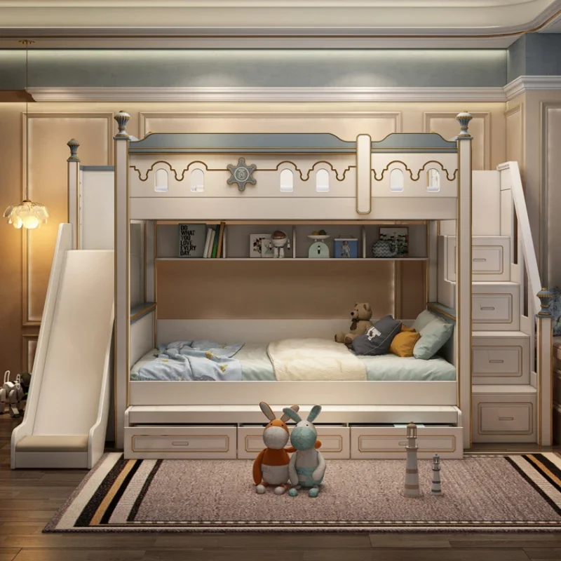 Drawers Master Simple Bed High Master Storage Sleeping Bedding Children Bed Wood Design Nordic Furniture