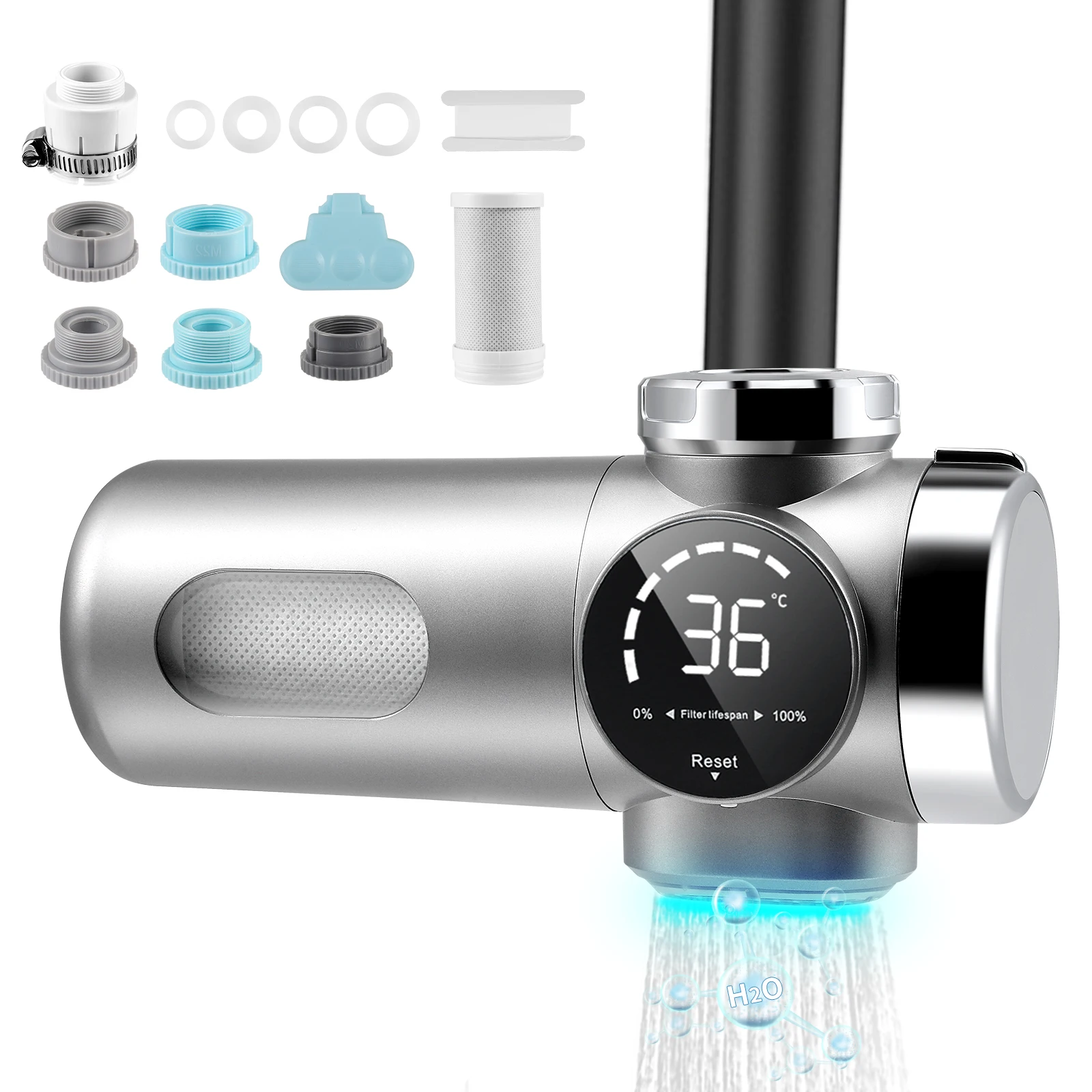 

Кран фильтра для воды со светодиодным дисплеем удаляет кран фильтра для извлечения хлора с синим светом, тяжелыми металлами и плохим вкусом