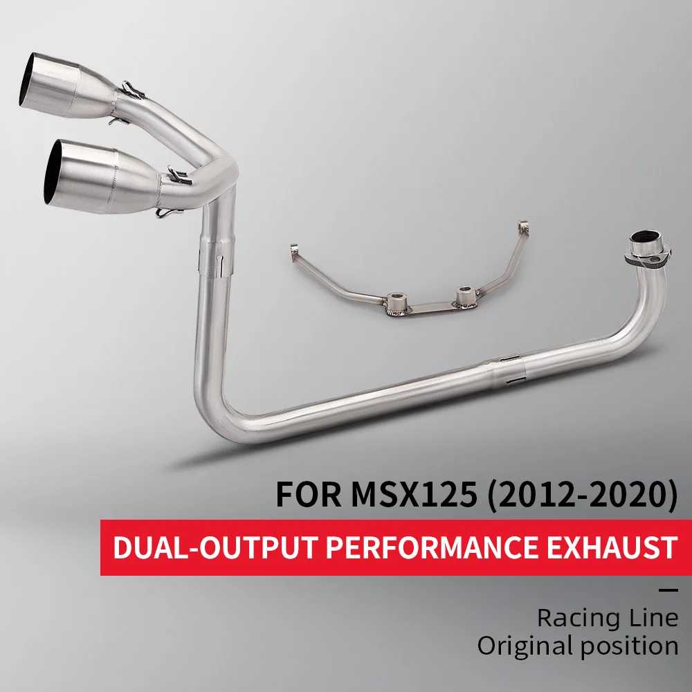 For MSX125 MSX 125 Motorcycle Exhaust Systems Front Middle Link Pipe Modify Double Hole Escape Connect Muffler