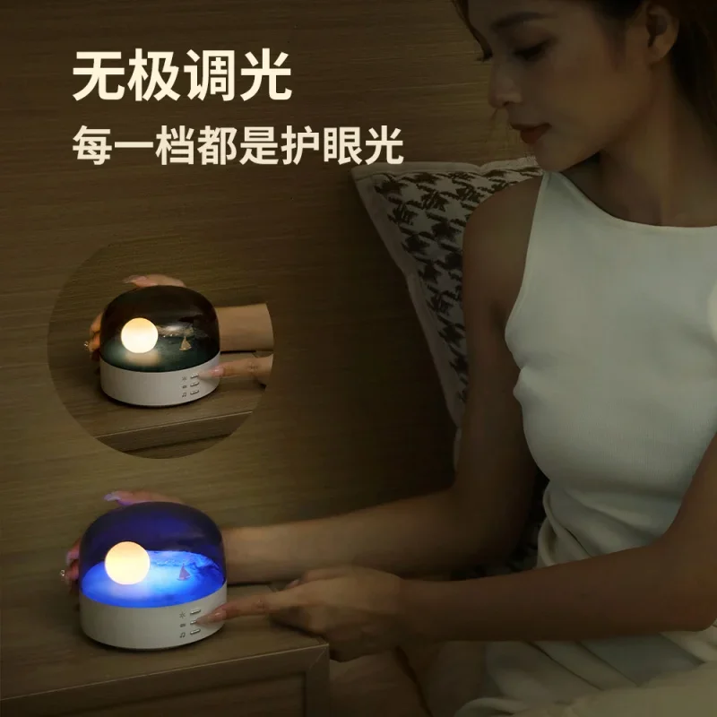 Kids Luminous Speaker Crescent Bluetooth Night Light Rechargeable Eye Protection Bedroom Bedside Lamp