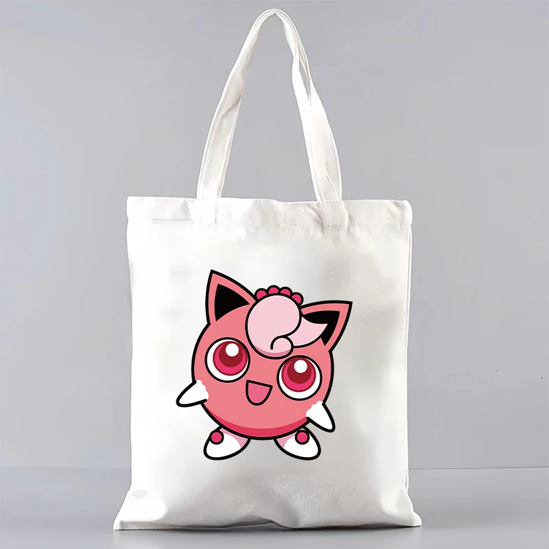 Аниме Jigglypuff, креативная женская холщовая сумка-тоут с героями мультфильмов Kawaii для девочек и мальчиков, студентов, повседневная пляжная сумка на плечо для покупок, подарки