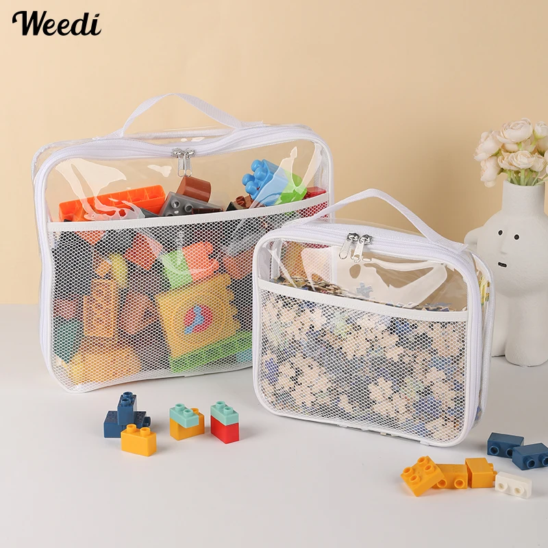 Weedi Large Capacity Block toys storage bag Transparent Zipper Puzzle toy Organizer Bags for kids Cosmetic Storage Organizer Bag