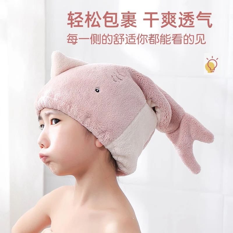 Dry hair cap female absorbent quick drying bag headband coral velvet net red children's towel 2021 parent-child cartoon bath cap