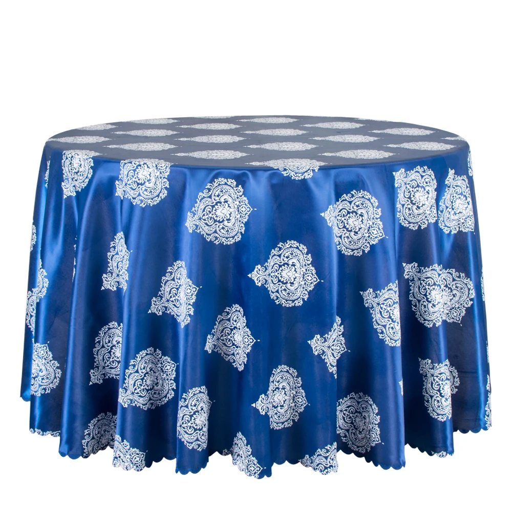 1PCS Luxury Polyester Jacquard Blue Tablecloth Round Big Size Hotel Banquet Party Dining Table Linens Decor Square Table Covers