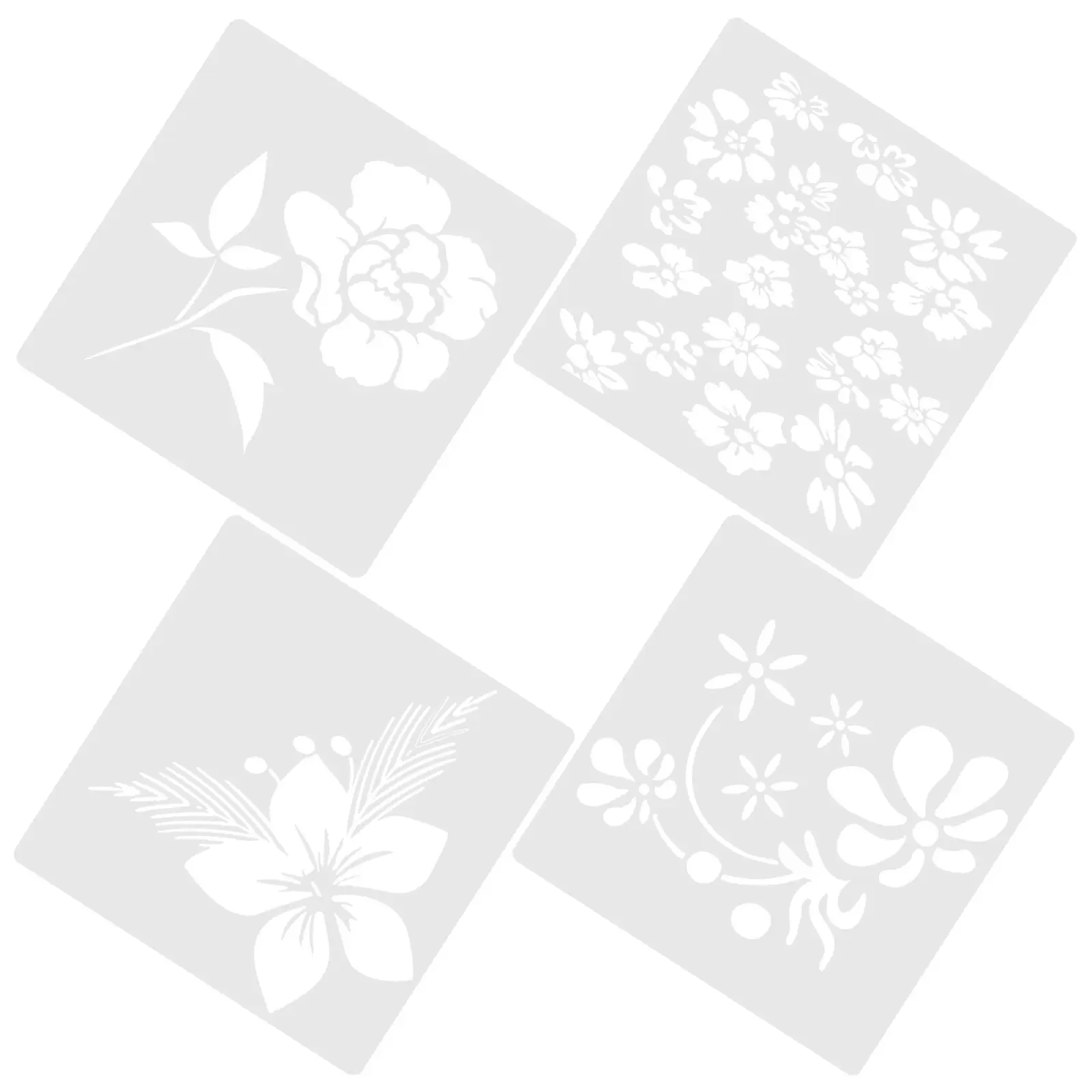 4Pcs Flower Stencils Templates Reusable for DIY Craft Scrapbook Painting Wood Sign Home Decoration Stencil Stencil Template