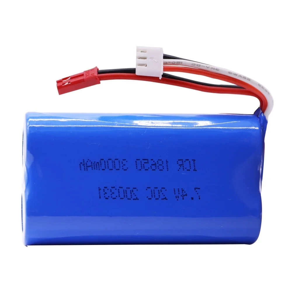 7.4V 3000mAh 2S 18650 batteria lipo per Udi U12A Syma S033g Q1 H100 H101 H102 H103 FT009 rc barche modello parti EL-2P/SM/JST/T spina