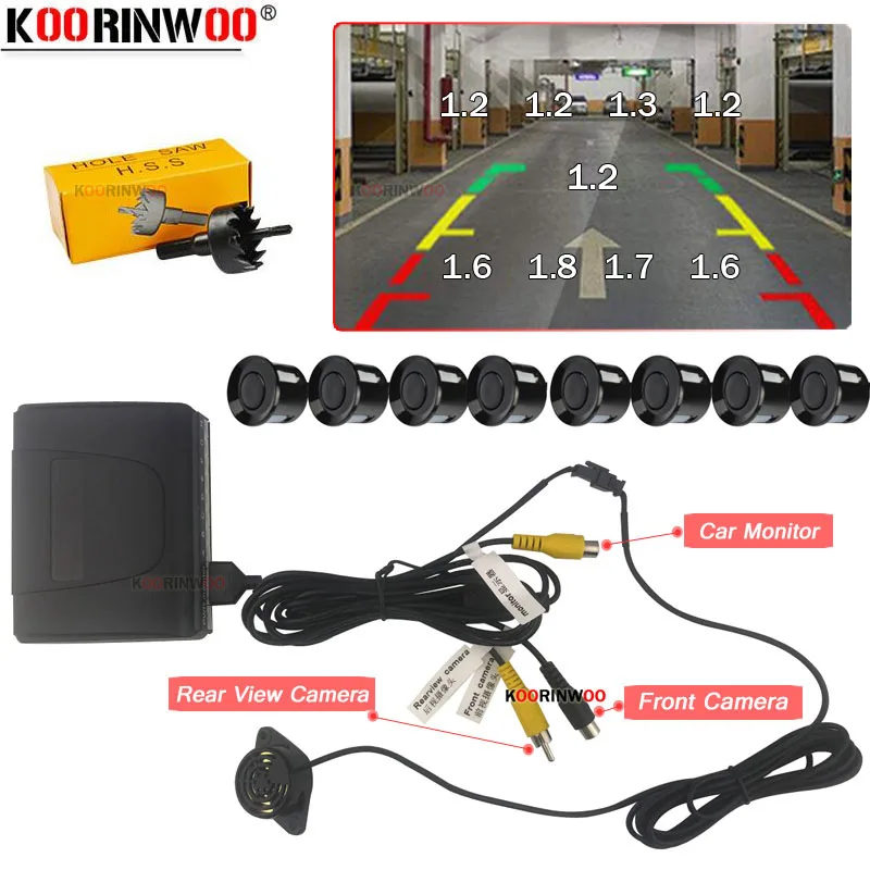 Koorinwoo Parktronics Car Accessories Parking Sensor 8 Front System beeper Buzzer Assistance For Car camera and Radio Monitor AV