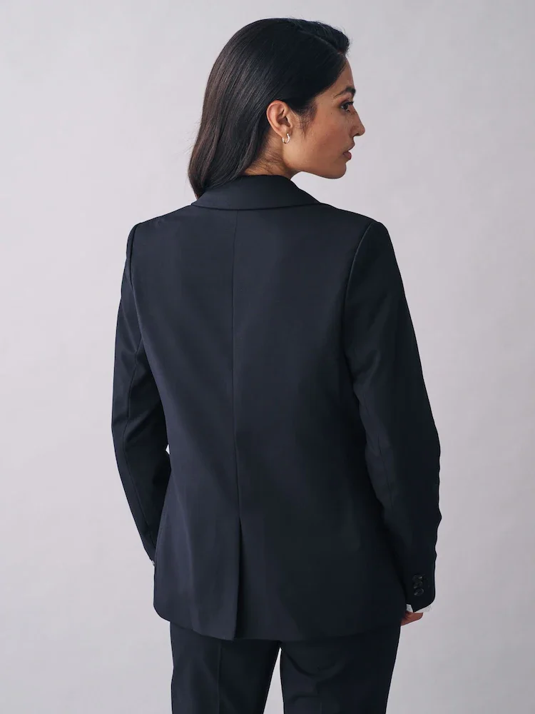 Costume d'affaires 2 pièces bleu marine pour femmes, Blazer à bouton unique, tenues de travail de bureau décontractées, ensemble pantalon élégant personnalisé