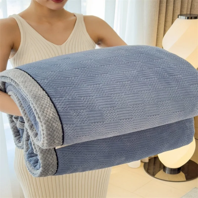 2024 New Class A Warm Fleece Jacquard Engraved Multifunctional Blanket Thickened Winter Blanket Nap Sofa Blanket Sheet