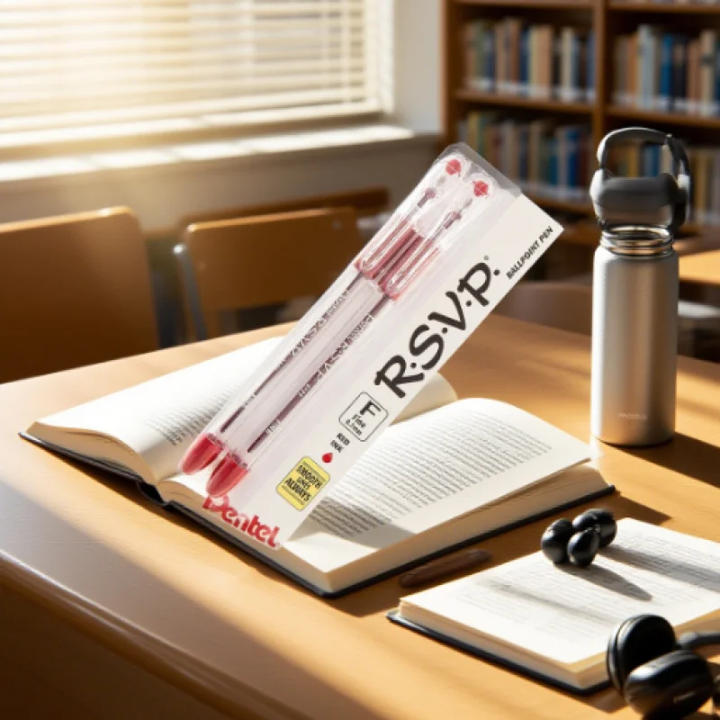 0.7mm Ballpoint Pens - 2 Fine Tip Design Clear Writing in Red