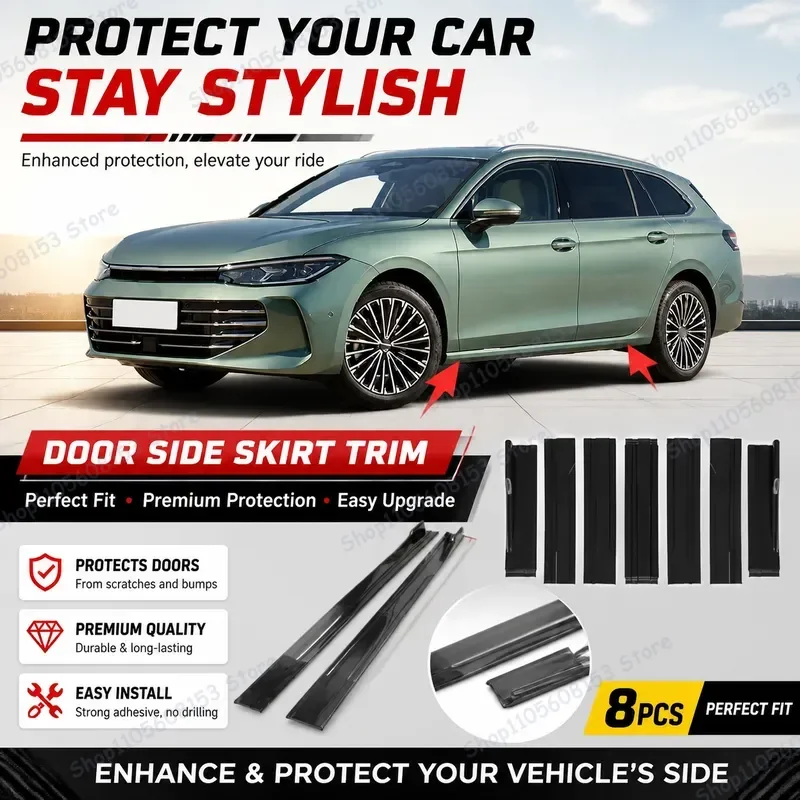 For Volkswagen Passat B8 2018–2026 Aerodynamic Side Skirt Extension Lip Racing Spoiler Sporty Body Kit Lightweight Carbon