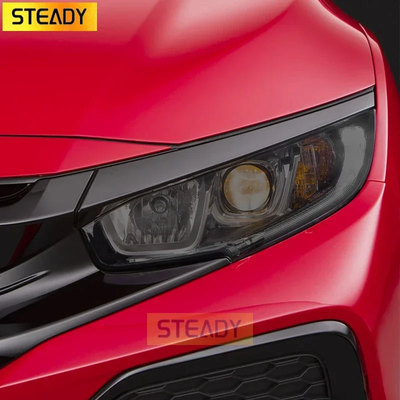 

Car Headlight Protective Film Front Light Transparent Smoked Black TPU Sticker For Honda Civic 10th Gen 2016-2021 Accessories