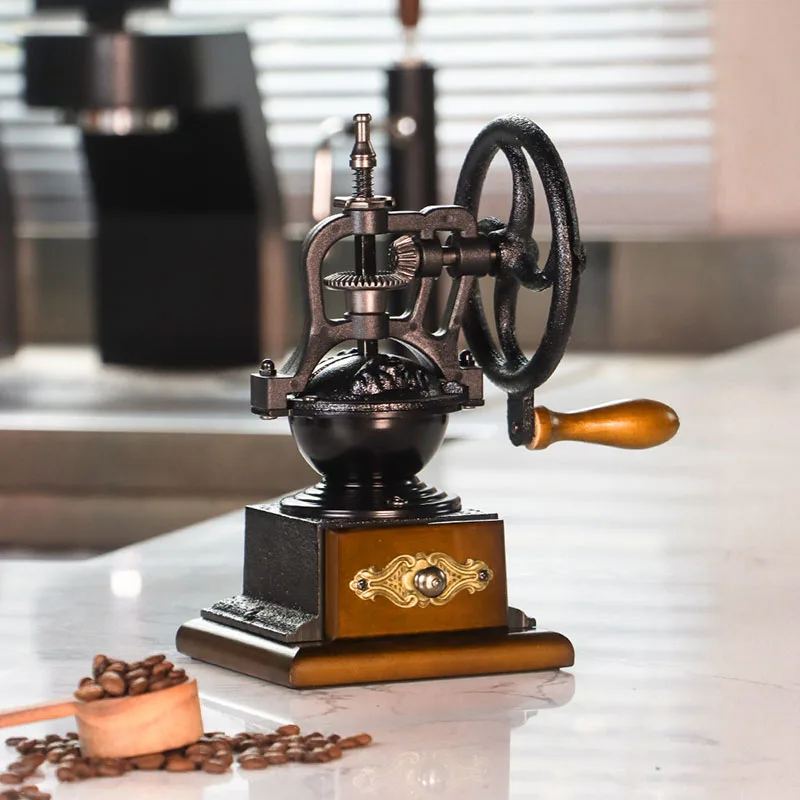 

Adjustable Retro Hand-cranked Solid Wood Coffee Grinder Small Coffee Grinder