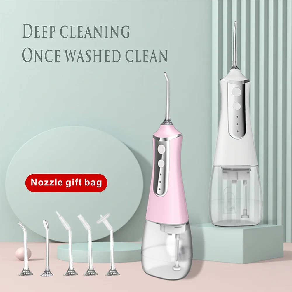 Portable Oral Irrigator Water Flosser Dental Water Jet Tools Pick Cleaning Teeth 300ML 5 Nozzles Mouth Washing Machine Floss