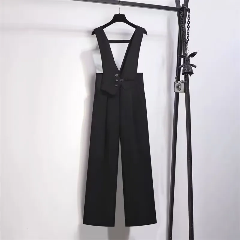 Büro Dame Grau Schwarz Overall Frauen Sommer Herbst Hohe Taille Ärmellose Overalls Combinaison Femme Elegante Overalls