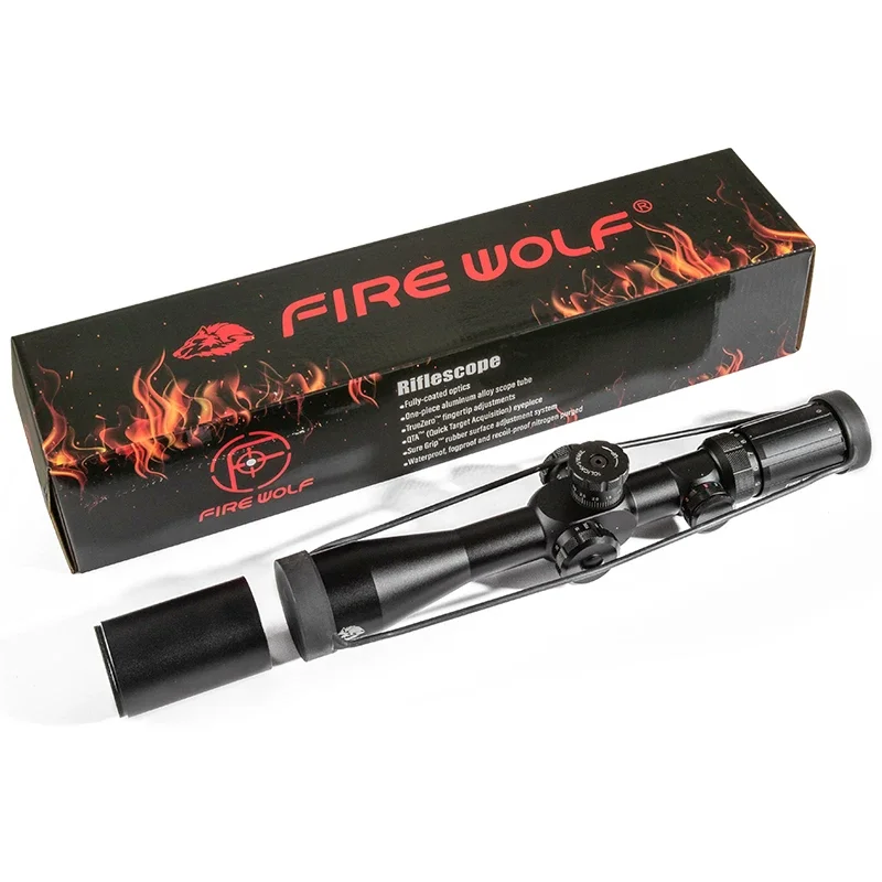 FIRE WOLF 4-14X44 IR Tactical Optical Rifle Sniper Scope Adjustable Red Green Cross Hunting Rifle Scope Glass Reticle sight New