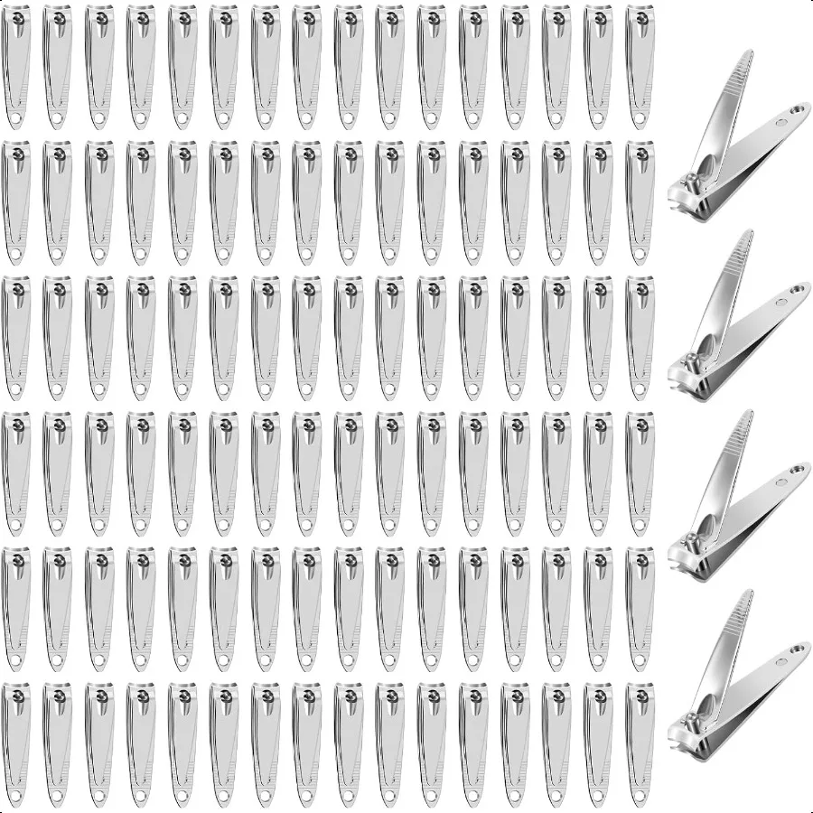100 Pcs Nail Clippers Bulk for Men Women Adult Profional Stainl Steel Fingernail Toe Nail Clipper Cutter Set Travel Manicure Pe
