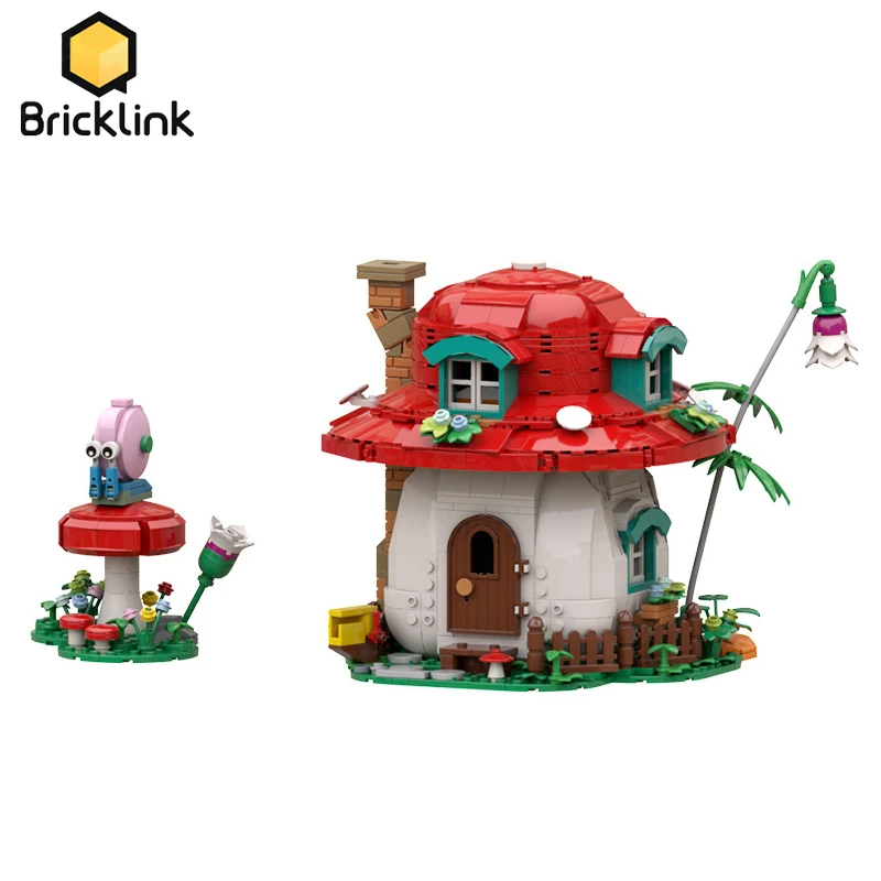 Bricklink Books Ideas 910037 Mushroom House MOC City Elf Village Architecture Sets Building Blocks Kid Toys Girl Gift