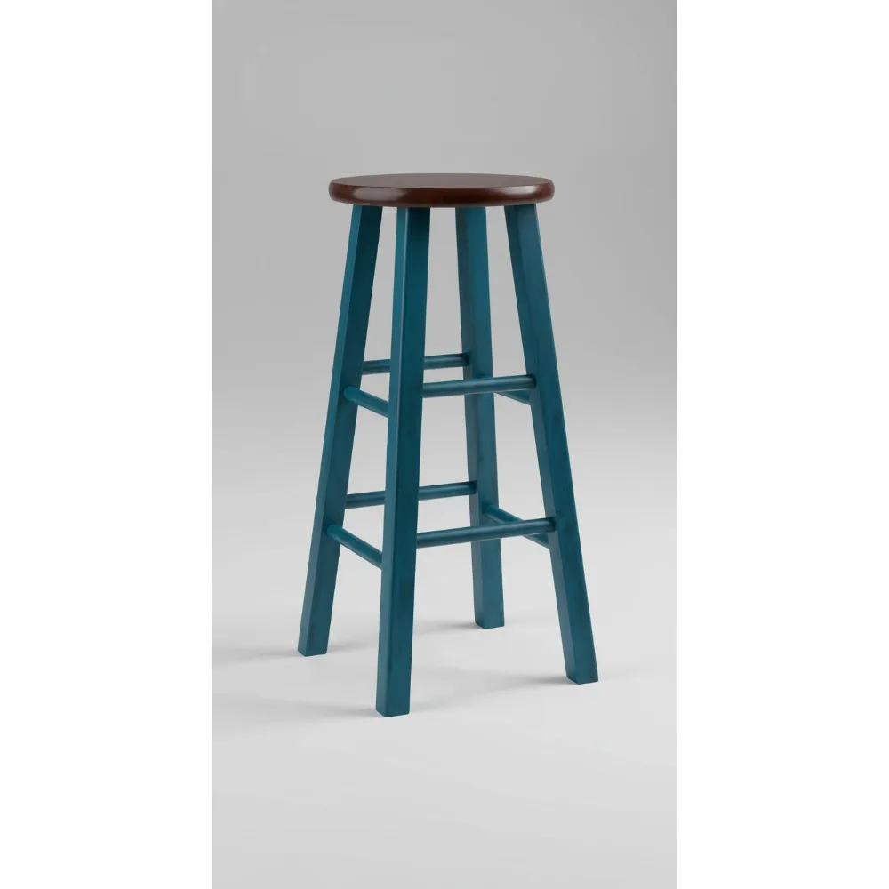 

Барный стул из бирюзового дерева в деревенском стиле, высота 29 дюймов, прочная конструкция для кухонной стойки