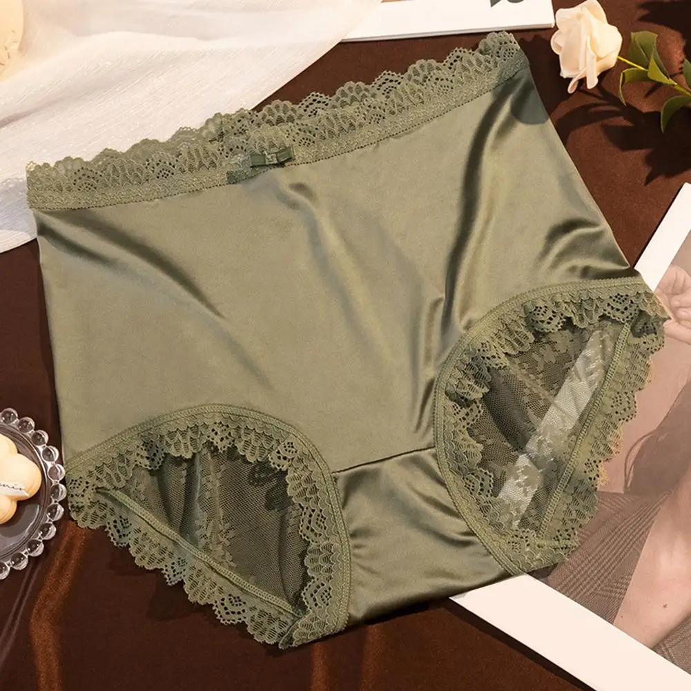 

Satin High Waisted Sexy Brazilian Underwear Lace Oversized Seamless Lingeries Sexy Hot Breathable Triangle Pants Women's Panties