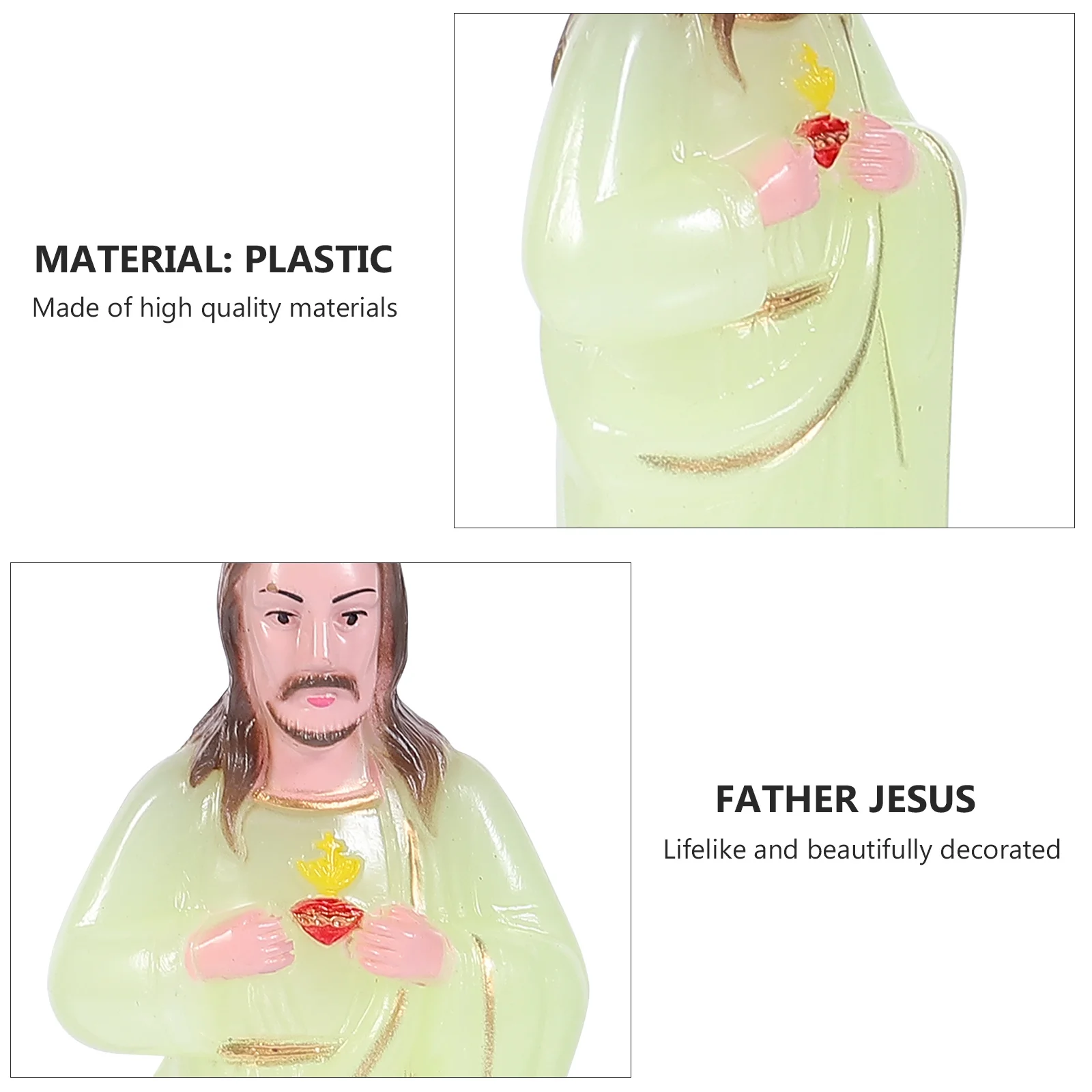 

1Pcs Jesus Statue Resin Craft Religious Home Decor for Shelf Table Church Office Catholic Gift Premium Plastic Adornment