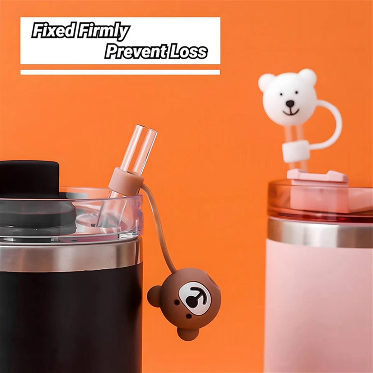 

The New 3 Pack Straw Cover for Stanley Cups,Cute Bear Straw Protector Cover Compatible for Stanley 30&40oz Silicone Straw