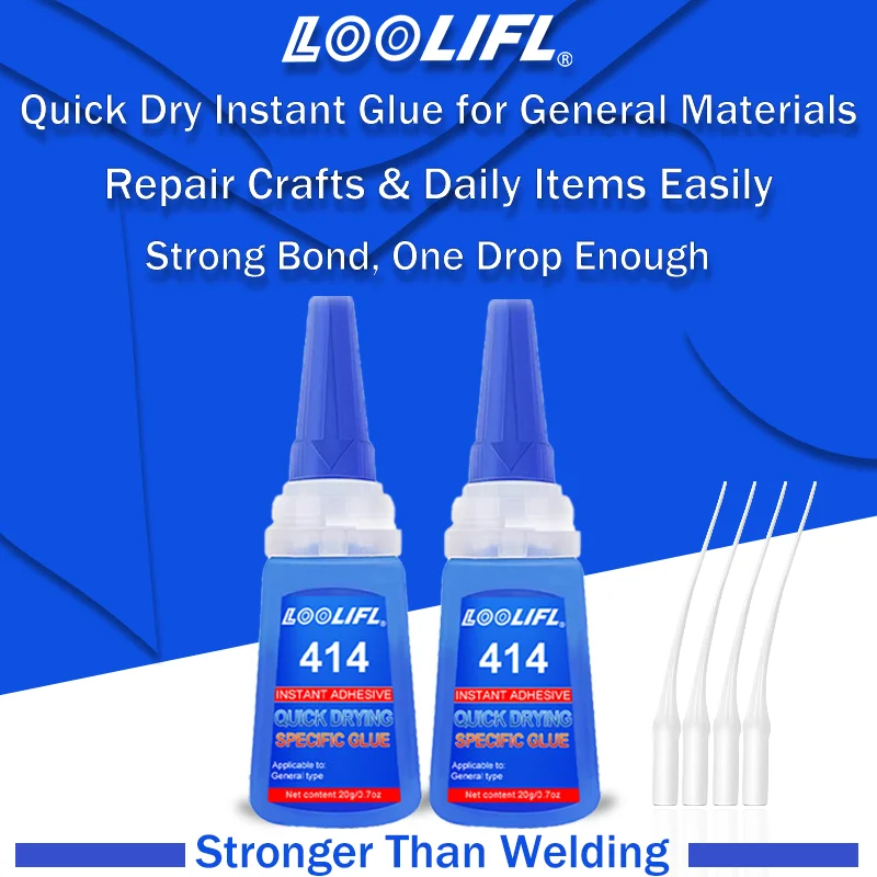 Lo0Lifl414 Instant Glue 20g Super Glue Quick-Drying Cyanoacrylate Adhesive, Stronger Than Welding, Multi-Material Bonding Glue, Suitable for Plastic, Rubber, Ceramics, Wood, Crafts, Diy, Daily Repairs
