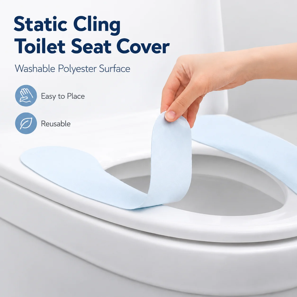 2 Stück Waschbare WC-Sitzauflage mit Statischem Klebstoff aus Polyester, Weiche Wiederverwendbare Badezimmer-Toilettensitz-Wärmematte