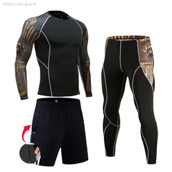 Motorcycle Cycling base layer Men Compression underwear workout set thermo shirt Gym leggings jogging suit rashgard male 4XL