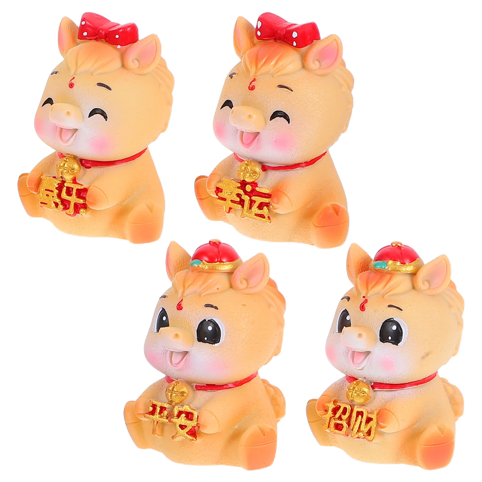 

4pcs Miniature Resin Figurines Chinese Zodiac Statue For Desk Shelf Table Home Office Decor Micro Landscape Animal Collectibles