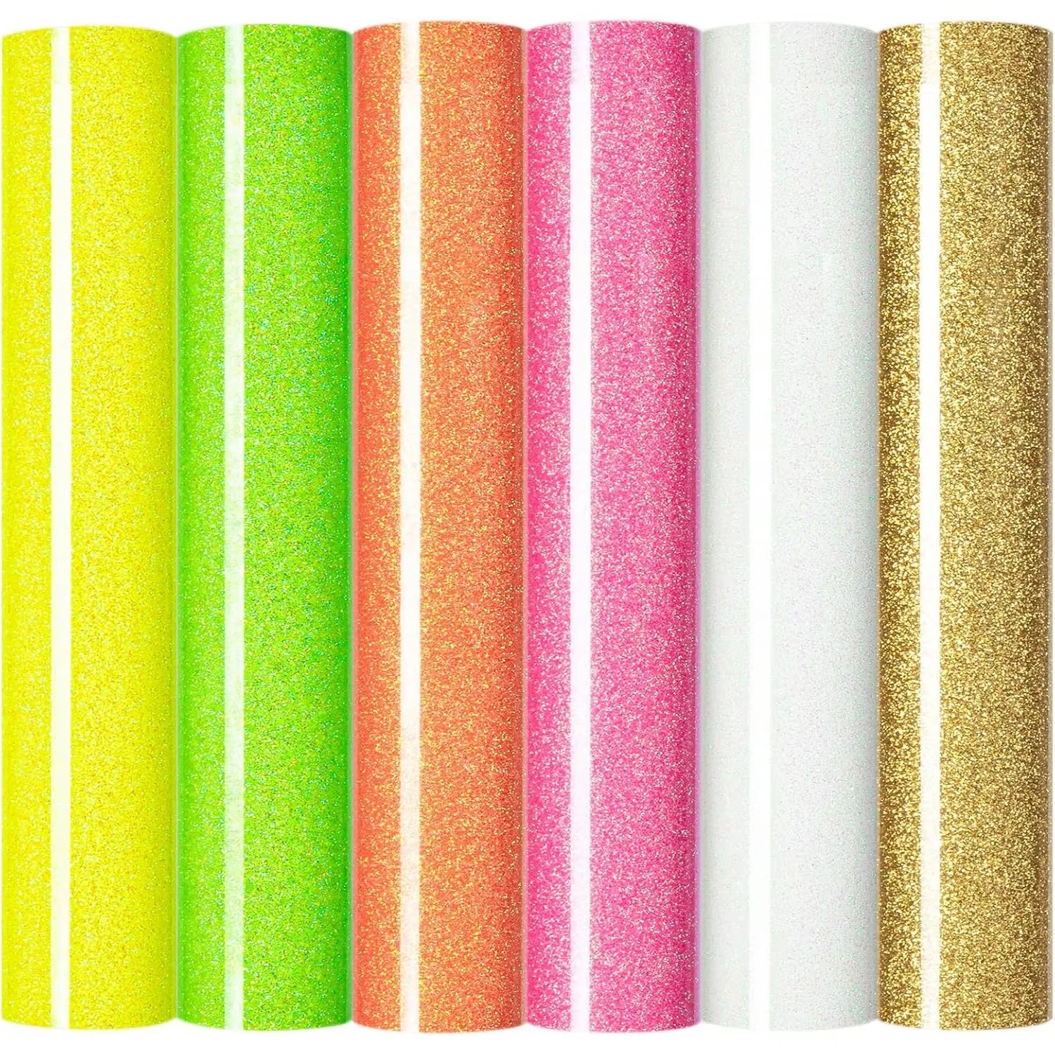 

6-Pack Glitter HTV Iron-On Vinyl Sheets – Smooth Cutting, Easy Weeding Heat Transfer Film for T-Shirts & DIY Projects