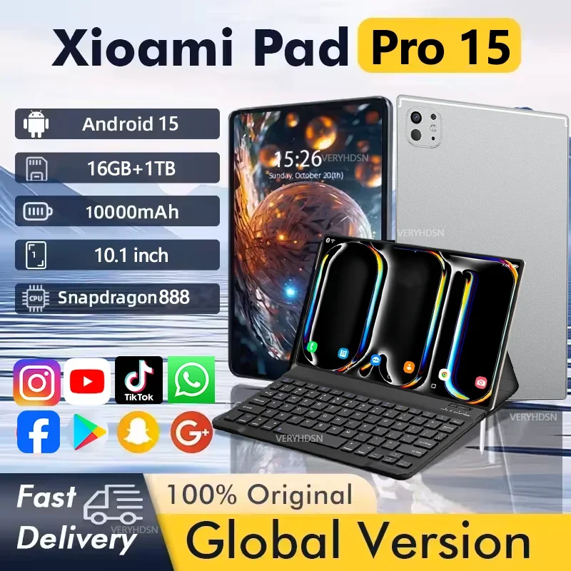 2025 Original Xioami Pad 15Pro Tablet Android 15 16GB + 1T Tablet PC versión Global tabletas de 10,1 pulgadas 10000mAh 5G Dual SIM WiFi GPS